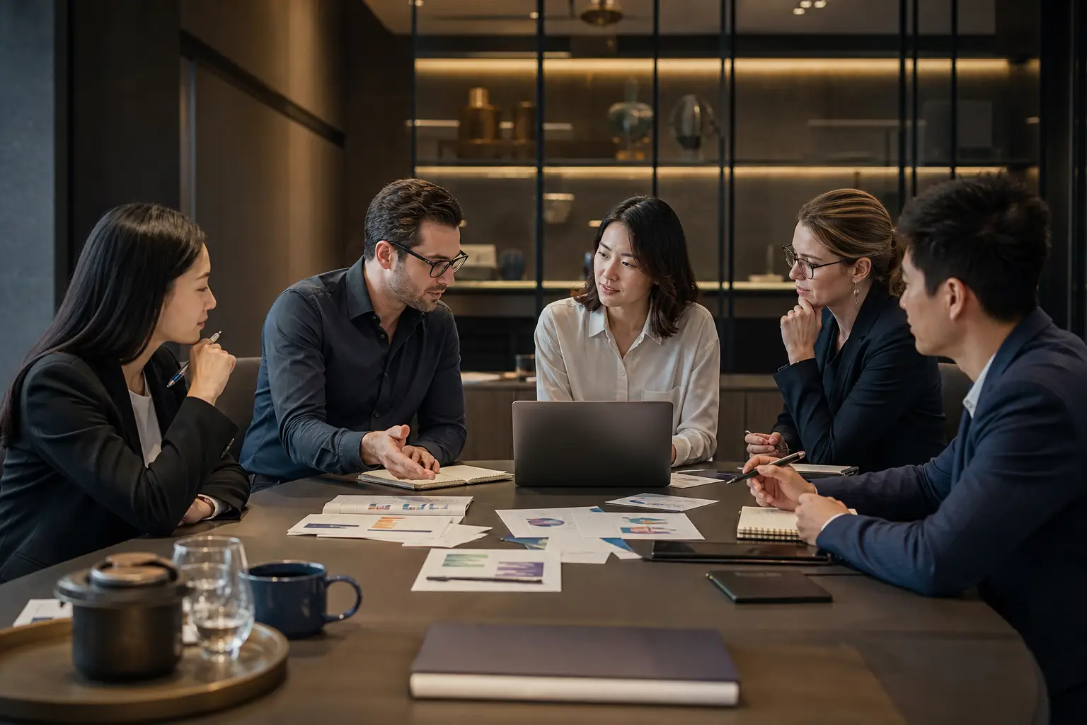 International business team working together in a professional meeting