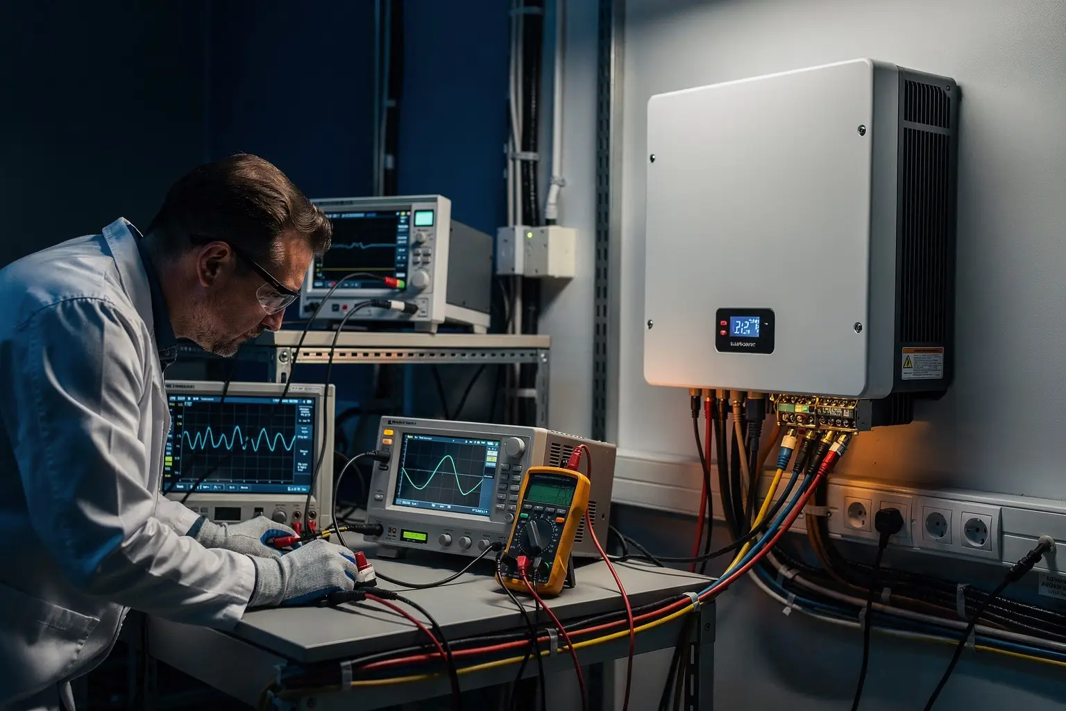 Residential energy-storage equipment undergoing professional compliance testing