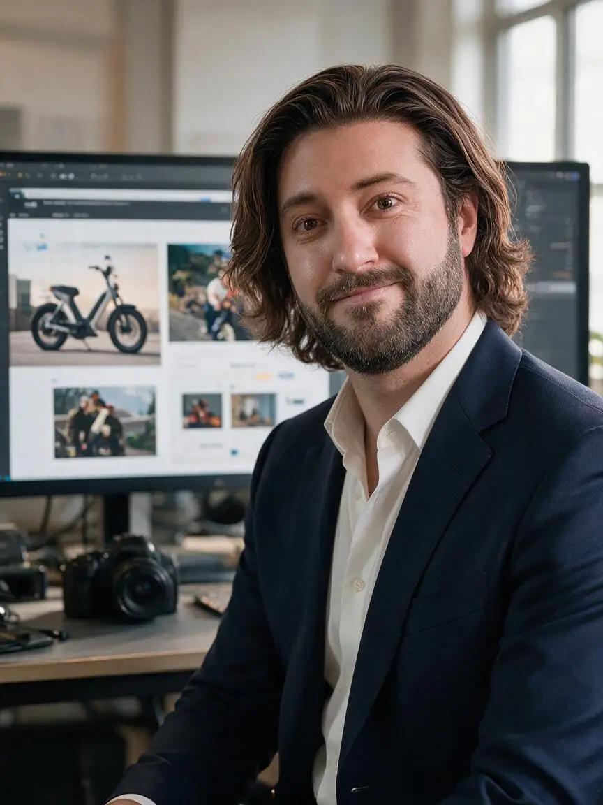 Michael Steadman, Company Director at Levlan, in a creative marketing workspace