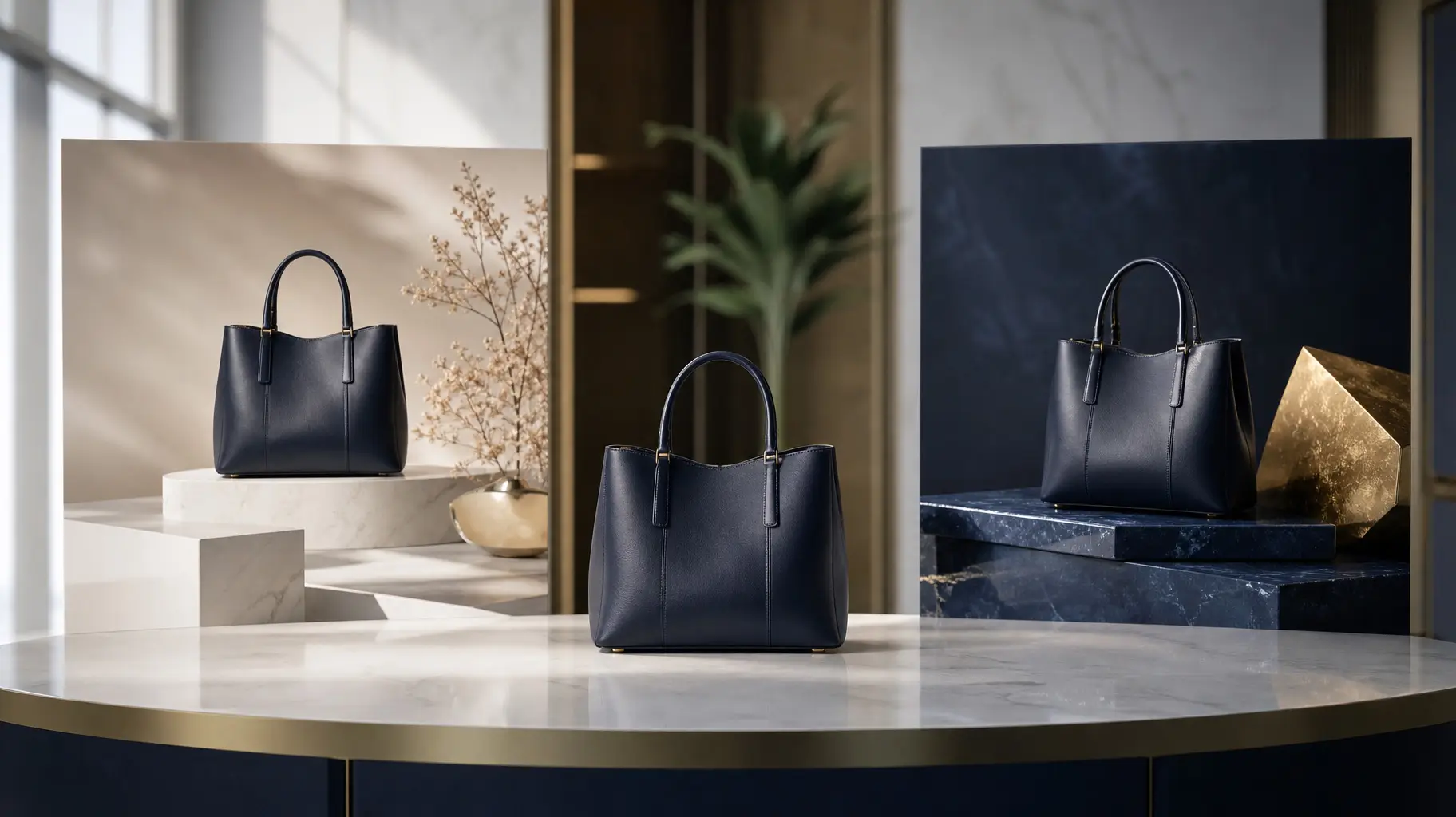 Handbag presented in different visual styles for market localisation
